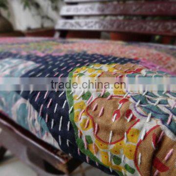 Queen Tropical Kantha Quilt,Handmade Kantha Bedspread