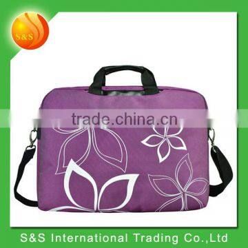 17 Inch Purple Contour Flowers Print Laptop Briefcase Messenger Shoulder Bag