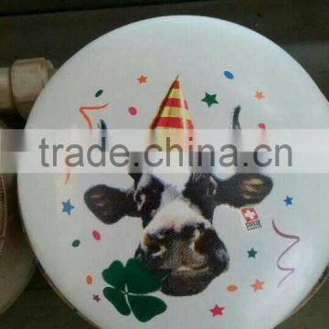 12 inches round shape white balloon with cow head printing for happy birthday