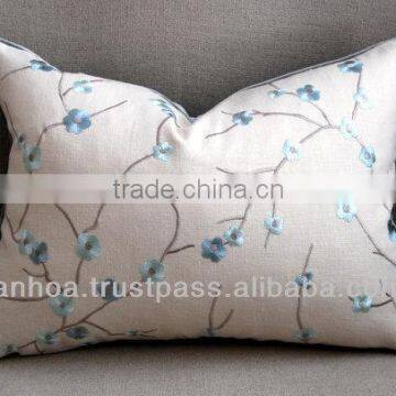 Linen embroidery flower pattern cushion cover