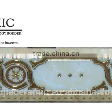 Foshan factory golden polished crystal border tiles design decor border tile 30x8 A304904