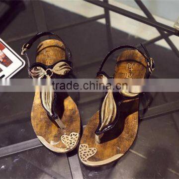 2016 Wholesale Snake winding diamond thong strap flat roman sandals