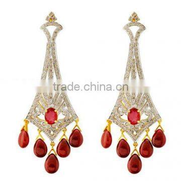 Red Diamond Gold Earrings