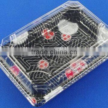 Transparent LID Disposable container plastic sushi tray Box PET PP PVC