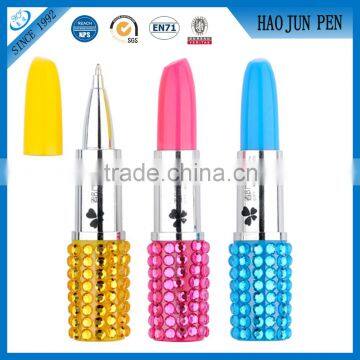 Cute Gift Crystal Lipstick Ballpoint Pen,Novelty School Pen Lipstick Shape Plastic Pens