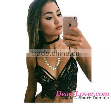 Black Sexy Lace exposed Bralette Lingerie crop top screen printing