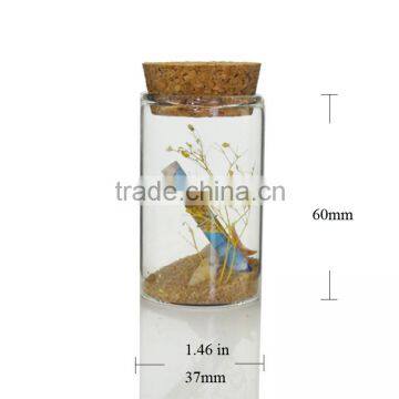 Mini Small Fancy Empty Glass Bottle Wishing with Corks Necklace Pendant-Size:37*60mm