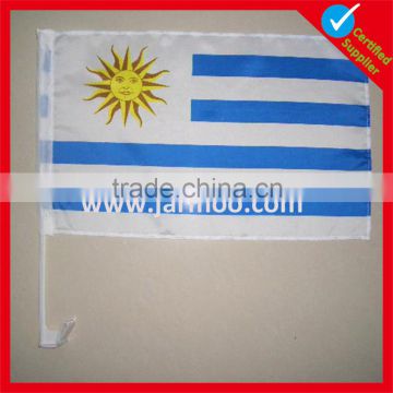 window side holding car flag banner