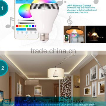 Wireless E27 smart led bluetooth speaker bulb lamp Audio Music Playing Lighting Bulb With Remote Control