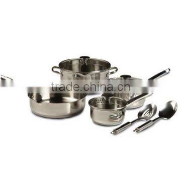 9pcs stainless steel cookware set with two mouths,cookware with straining lids