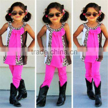 Wholesale Long Sleeve Shirt Matching Leopard Pants Kids Boutique Clothing photo-2