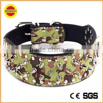 camouflage stocklot leather/PU dog collar in stud pitbull