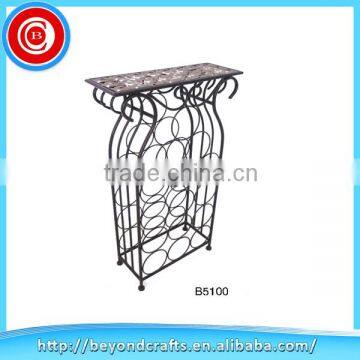 Custom antique style practical independent wrought iron wine display rack