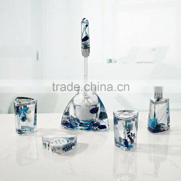 5pcs hot sell double wall oil floating acrylic Bathroom Accessories Set