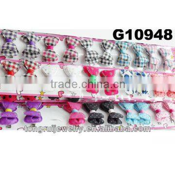 girl grid denim handmade baby hair bow