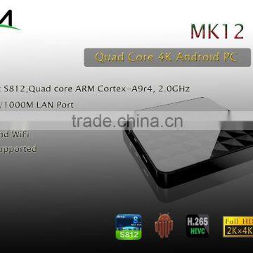 RKM Android TV Box Amlogic S812 Quad Core 4K 2.0GHz 2G/16G 802.11n Gbit Ethernet Dual band WIFI H.265 XBMC IPTV Smart TV-MK12