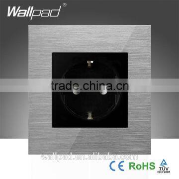 High-End Wallpad EU Wall Socket 10/16A 110-250V Silver Aluminium Metal Frame EU Europe Standard Power Socket