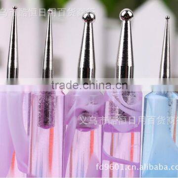 2 Ways Wholesales Crystal 2 Ways 5 Pcs Wave Printing Blue Pen Nail Dotting Tool photo-5