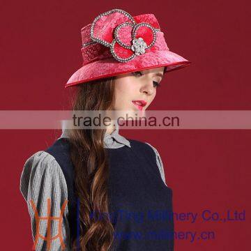 Chinese OEM Womens Velvet Hat With Shiny Rhinestone