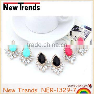 Top selling gold plated fancy design acrylic earrings studs