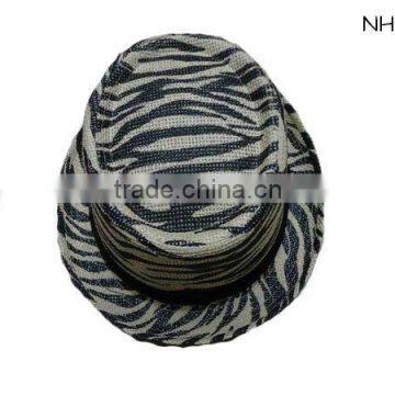 Decoration Fedora Zabra Print Straw Hat