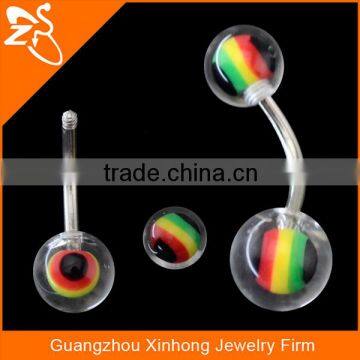 fashion surgical steel rainbow acrylic ball belly button navel rings