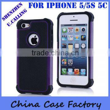 2014 Hot Design Soft Silicon Case With Hard Back Case For iPhone 5 5S