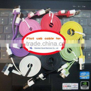 PASTA type Colorful Sync & Charge flat USB cables for iPhone for iPod for iPad iPhone/ipad/ ipod