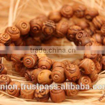 Olive Wood Carved Round Beads