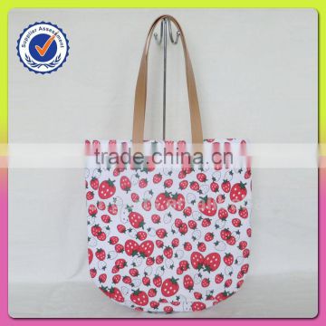 cheap pink color tote bag with polyester woman handbag