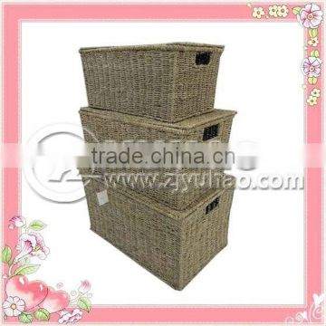 Square Seagrass Baskets With Lid