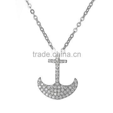 925 sterling silver jewelry zircon anchor necklaces