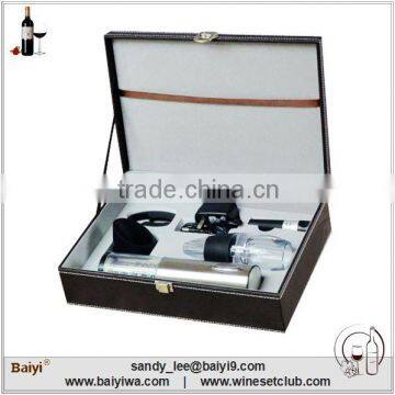 Promotional Gift 4-piece Wine Tools Set with Leather Box