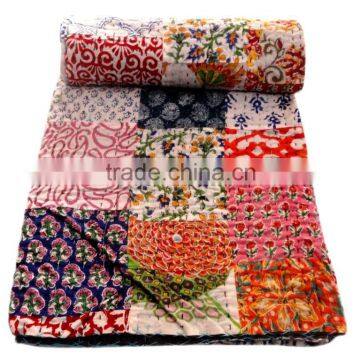 RTHKG-17 Indian Manufacturers Wholesaler Traditional Bengali Designer Patchwork Cotton Fabric Kantha Gudari Bedspread Throw