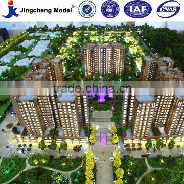 Architectural residential condo building model with light