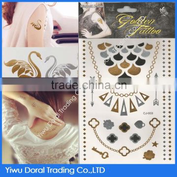 Custom waterproof transfer tattoo flash gold metallic temporary tattoo                        
                                                Quality Choice