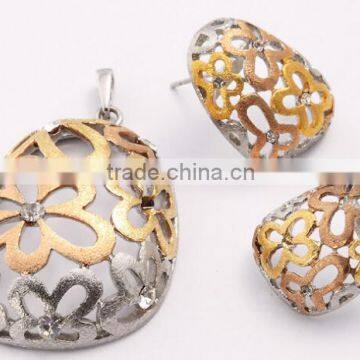 Latest design fashion new arrival stainless steel gold jewelry pendant and earring jewelry sets MXSE30021