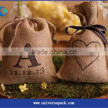 China Professional Factory Drawstring Raw Jute Bag With Customized Logo