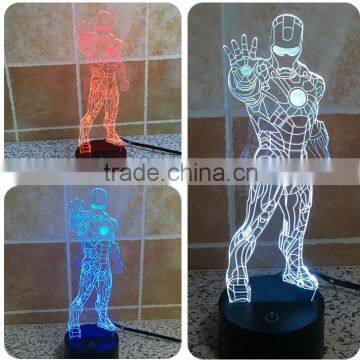 3D Optical Night Light Iron Man 7 RGB Light Colors 10 LEDs AA Battery or DC 5V Mixed Lot photo-2