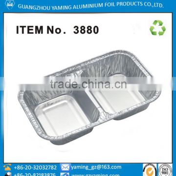 small 2 compartment aluminium foil take out restaurant lunch box