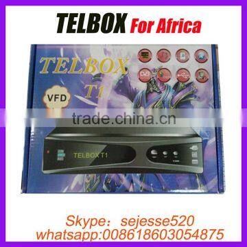 New arrival Stocks for 2015 newest TELBOX T1(Q26G+ VFD) full hd gprs decoder with 3 accounts inside with VFD display for Africa