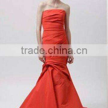 Strapless pleated orange mermaid mermaid style prom dresses 12170