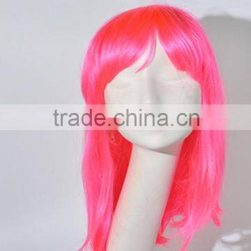 Synthetic pink straight wig with bangs cosplay wig N306