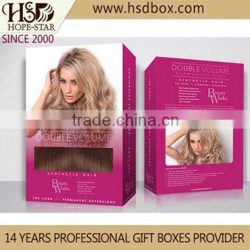 Custom clear window hair extension packaging box, paper hair extension packaging wholesale