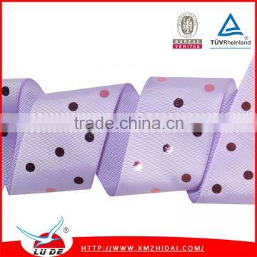 Direct factory Wholesale high quality foil polka dots ribbon,custom printed ribbon