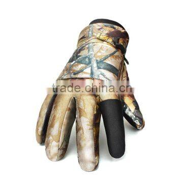 Waterproof antislip PU leather palm camouflage hunting gloves