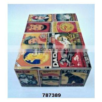 Wooden Box Painted Prints of Old Match Boxes