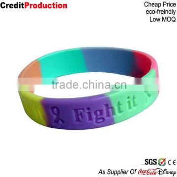 Factory custom green silicone bracelet glow in dark silicone wrist band