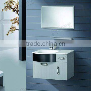 High Quality Solid Wood Bathroom Cabinet, Glass Wash Basin, PVC Bathroom Vanity