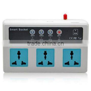 new coming smart switch with Remote Control Wireless Mobile Phone GSM SIM Smart switch Socket Switch 3 Sockets model SC3